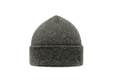 Melange Beanie - Melierte Strickmütze mit Umschlag