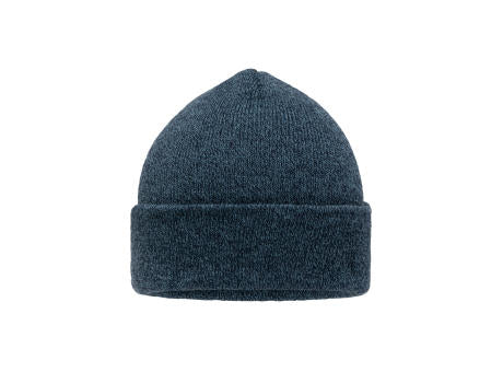 Melange Beanie - Melierte Strickmütze mit Umschlag