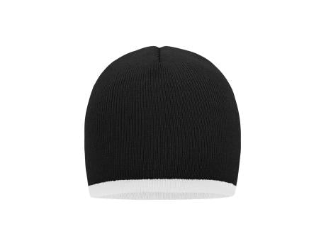 Beanie with Contrasting Border - Enganliegende Strickmütze ohne Umschlag