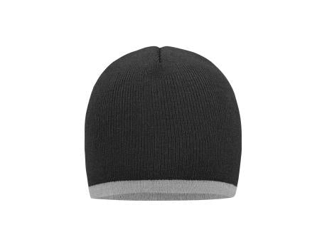 Beanie with Contrasting Border - Enganliegende Strickmütze ohne Umschlag