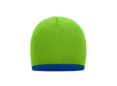 Beanie with Contrasting Border - Enganliegende Strickmütze ohne Umschlag