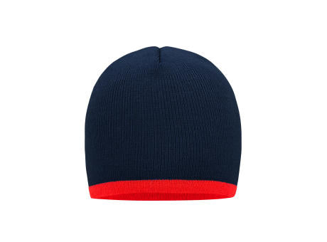 Beanie with Contrasting Border - Enganliegende Strickmütze ohne Umschlag