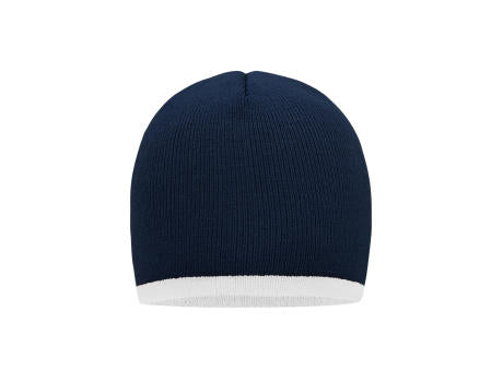 Beanie with Contrasting Border - Enganliegende Strickmütze ohne Umschlag