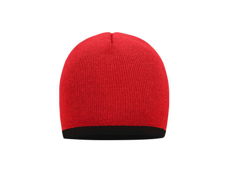 Beanie with Contrasting Border - Enganliegende Strickmütze ohne Umschlag