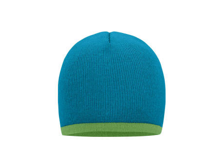 Beanie with Contrasting Border - Enganliegende Strickmütze ohne Umschlag