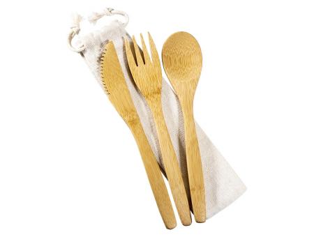 Set Holz Besteck Bambus