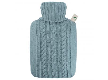 Klassik-Wärmflasche Strickbezug pastell-blau
