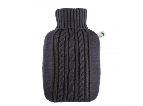 Klassik-Wärmflasche Strickbezug anthrazit