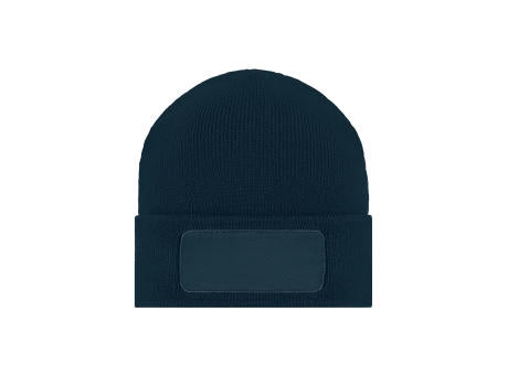 Knitted Beanie with Patch (10cm x 5cm) - Klassische Strickmütze mit Baumwoll-Patch