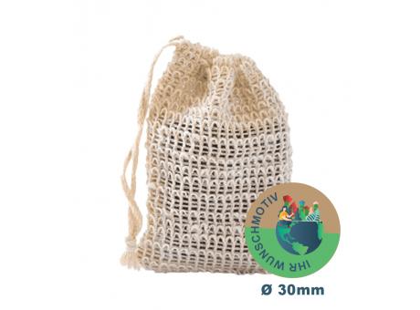 Logoseife klein in Peeling-Säckchen mit Magnethalter (Frischgewicht 52g)