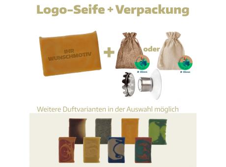Logoseife klein in Säckchen mit Magnethalter (Frischgewicht 52g)