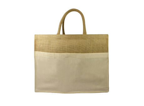 Juten Shopper mit Baumwollfach, 300 gr/m²