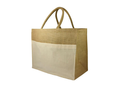 Juten Shopper mit Baumwollfach, 300 gr/m²