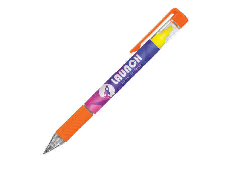 DELOS Kugelschreiber Bright und gelbe Textmarker mit 4c-Druck all-over