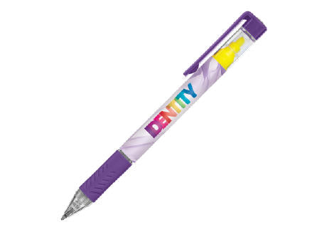 DELOS Kugelschreiber Bright und gelbe Textmarker mit 4c-Druck all-over