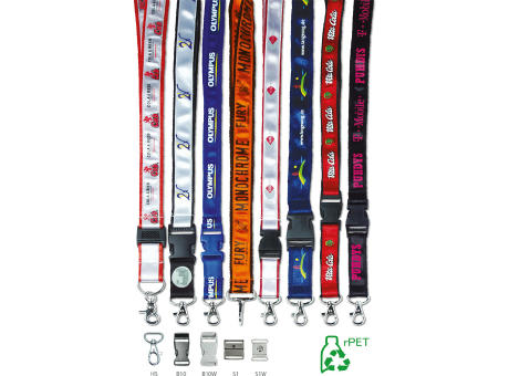 Lanyard mit Satinbandbesatz rPET