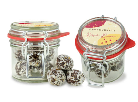 Bügelglas XS Energyballs Kirsch Banane
