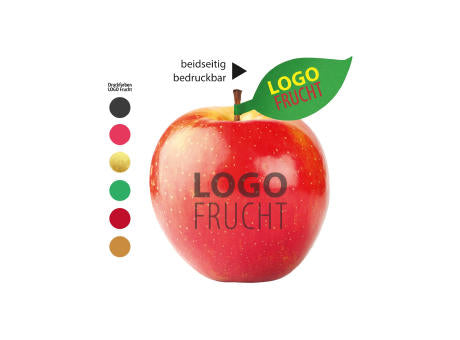 LogoFrucht Apfel rot mit Apfelblatt 4c
