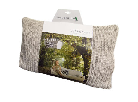 Designkissen mit Öko-Wärmflasche Strickbezug Sylt beige