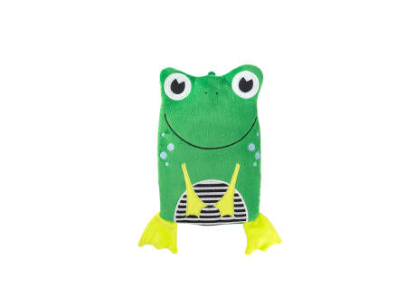 Kinder-Öko-Wärmflasche Veloursbezug "Frosch"  grün