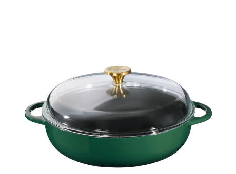 Küchenprofi Bauernpfanne PROVENCE mit hohem Glasdeckel 28cm racing green