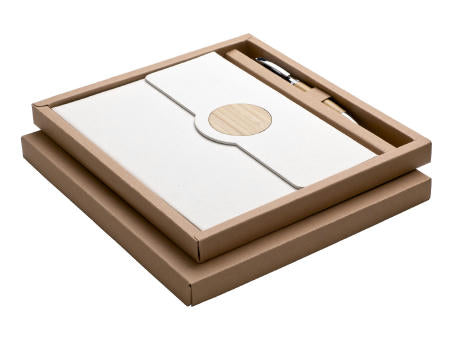 Notizbuch mit Kugelschreiber in Box LATTE
