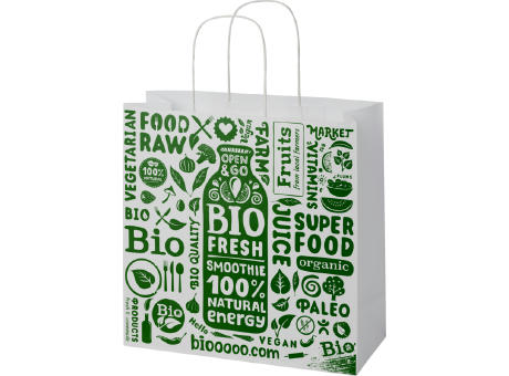Kraftpapiertasche 120 g/m² mit gedrehten Griffen – 31 × 12 × 31 cm