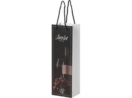 Handgefertigte 170 g/m² Weinflaschentüte aus Integra-Papier mit Kunststoff Kordelgriffen – 12 × 9 × 37 cm