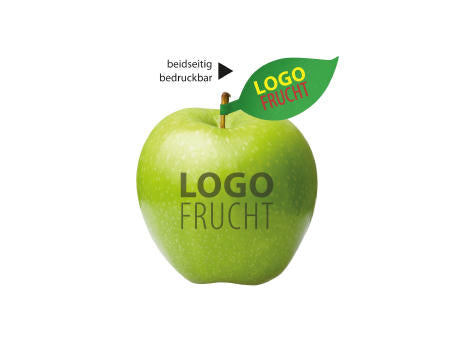 LogoFrucht Apfel grün mit Apfelblatt 4c