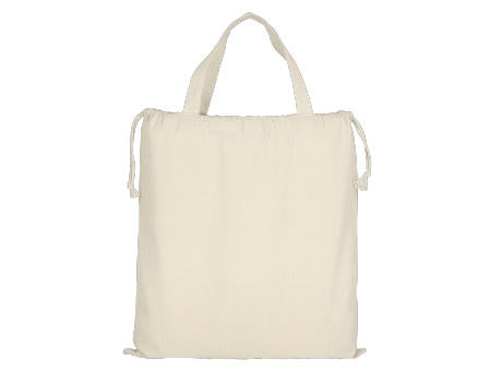 T10002-TEXXILLA Baumwolltasche CLASSIC mit zwei kurzen Henkeln und doppeltem Kordelzug, ca. 140 g/m²