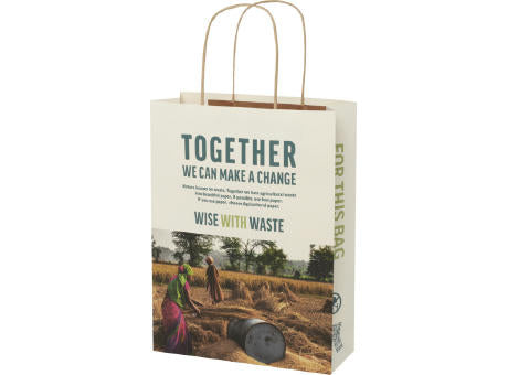 Papiertüte 150 g/m² aus landwirtschaftlichen Reststoffen mit gedrehten Griffen –  24 × 9 × 32 cm