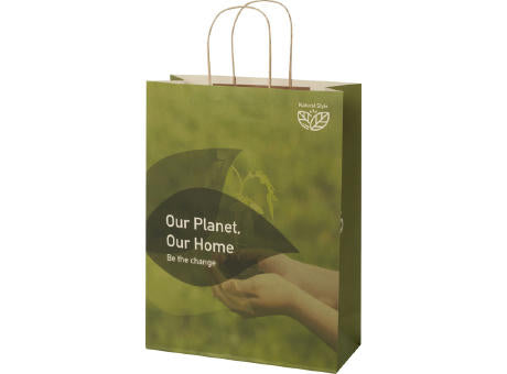 Papiertüte 150 g/m² aus landwirtschaftlichen Reststoffen mit gedrehten Griffen – 31 × 12 × 41 cm