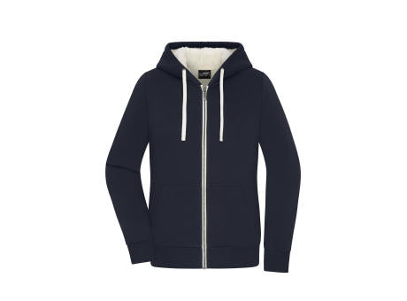 Ladies' Doubleface Jacket   OCS Blended - Kapuzenjacke aus BIO-Baumwolle mit weichem Sherpa-Futter
