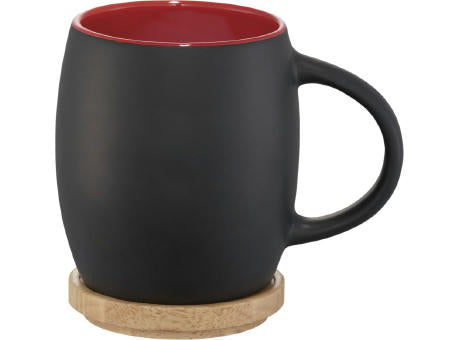 Hearth 400 ml Keramiktasse mit Holz Untersetzer
