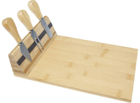Mancheg Bambus Käseplatte mit Besteck magnetisch
