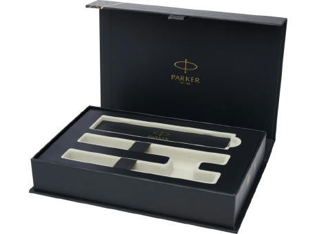 Parker IM achromatisches Kugelschreiber und Tintenroller Set mit Präsentbox (schwarze/blaue Mine)