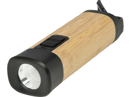 Kuma Taschenlampe aus Bambus und recyceltem RCS Kunststoff mit Karabinerhaken