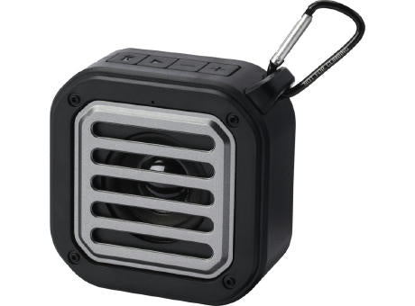 Solo 3W IPX5 Solar Bluetooth®-Lautsprecher aus recyceltem RCS Kunststoff mit Karabinerhaken