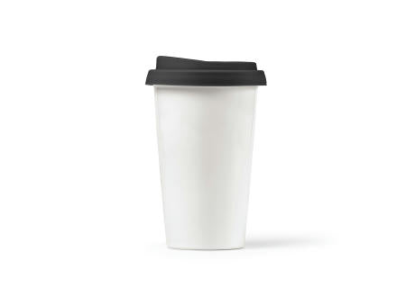 Tagus Reisebecher aus Keramik, 330 ml. Doppelwandig mit farbigem Deckel