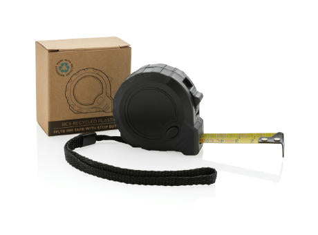 3m/16mm Maßband mit Stop-Taste aus RCS recycelt. Kunststoff