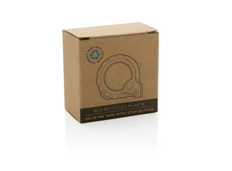 3m/16mm Maßband mit Stop-Taste aus RCS recycelt. Kunststoff