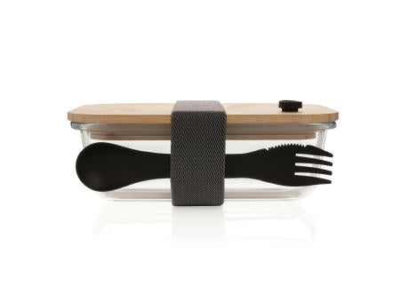 Lunch-Box aus Glas mit Bambusdeckel