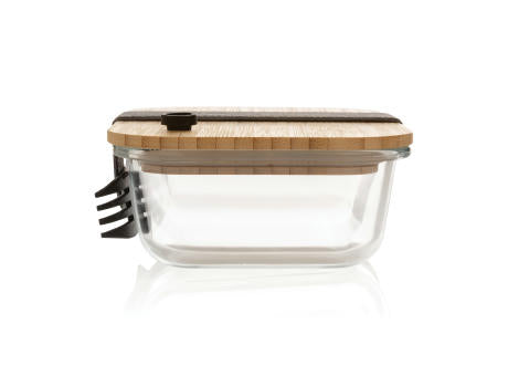 Lunch-Box aus Glas mit Bambusdeckel