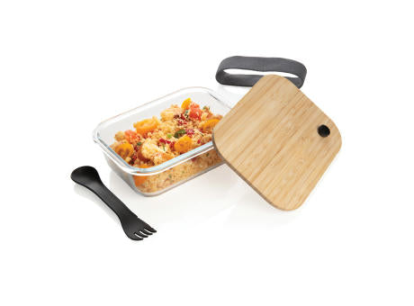 Lunch-Box aus Glas mit Bambusdeckel