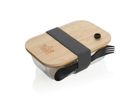 Lunch-Box aus Glas mit Bambusdeckel