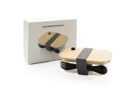 Lunch-Box aus Glas mit Bambusdeckel