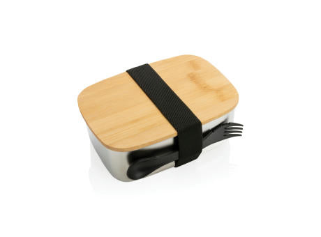 Stainless Steel Lunchbox mit Bambus-Deckel und Göffel
