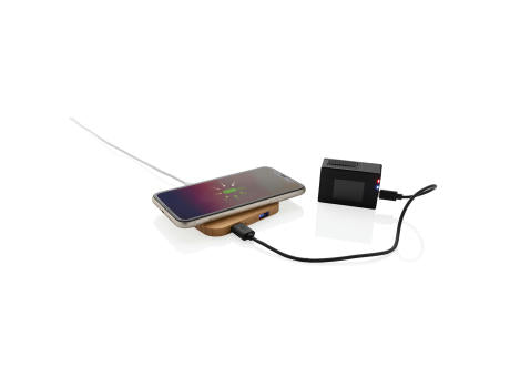 10W Wireless-Charger mit USB aus Bambus