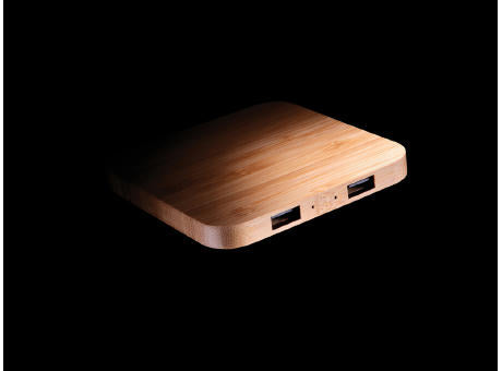 10W Wireless-Charger mit USB aus Bambus