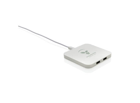10W Wireless Charger aus RSC recycl. Kunststoff mit Dual-USB